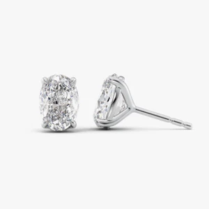 Women Earring Lab Grown Oval Cut Diamond 2.00 Ct IGI  Certified 18k White Gold - Picture 1 of 11