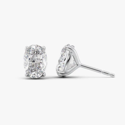 Women Earring Lab Grown Oval Cut Diamond 2.00 Ct IGI  Certified 18k White Gold - Image 1 of 4
