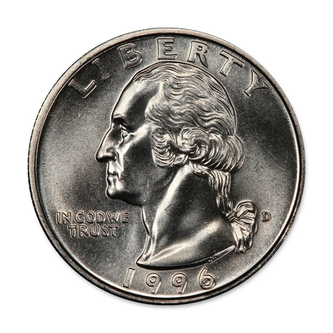1996 D Washington Quarter 25c BU Brilliant Uncirculated - Strong Gem Cover