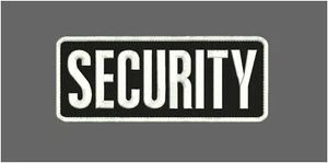 SECURITY EMBROIDERY PATCH 4X11 HOOK ON BACK BLACK/WHITE - Picture 1 of 2