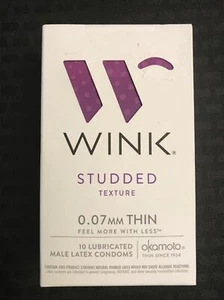 Pack de préservatifs lubrifiés texture cloutée Wink 0,07 mm (10 numéros) - Photo 1/5