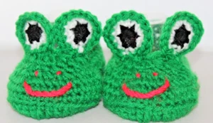 Hand Crocheted Baby Frog Slippers - Made in Australia - Picture 1 of 2