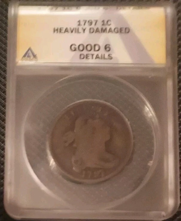1797 Draped Bust Large Cent  ANACS G6 details - Image 1 of 4