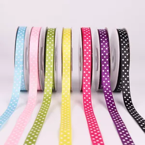 25 Yards Grosgrain Ribbon Polka Dot Spotty Decoration Craft Wrap Gift 10mm Width - Picture 1 of 22