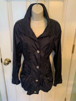 Laura Ashley VTG Navy Wind/Rain Jacket w Cinch Pockets & Elastic Waist Size M - Image 1 of 4