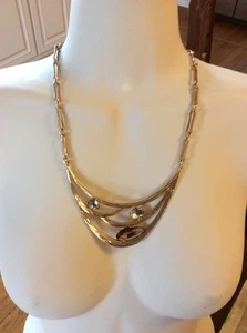 $65 Robert Lee Morris Gold Multi-Layer Necklace O8 - Picture 1 of 3