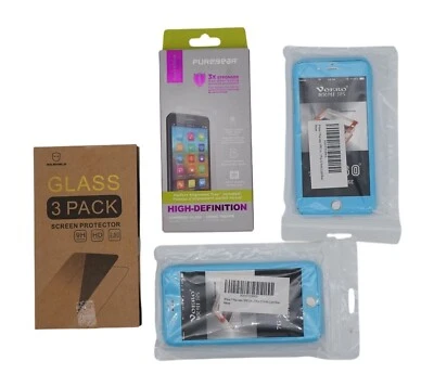 Комплект iPhone 7 Plus — 2 светло-голубых чехла, протектор экрана Mr. Shield упаковка 3 шт. и - Изображение 1 из 4