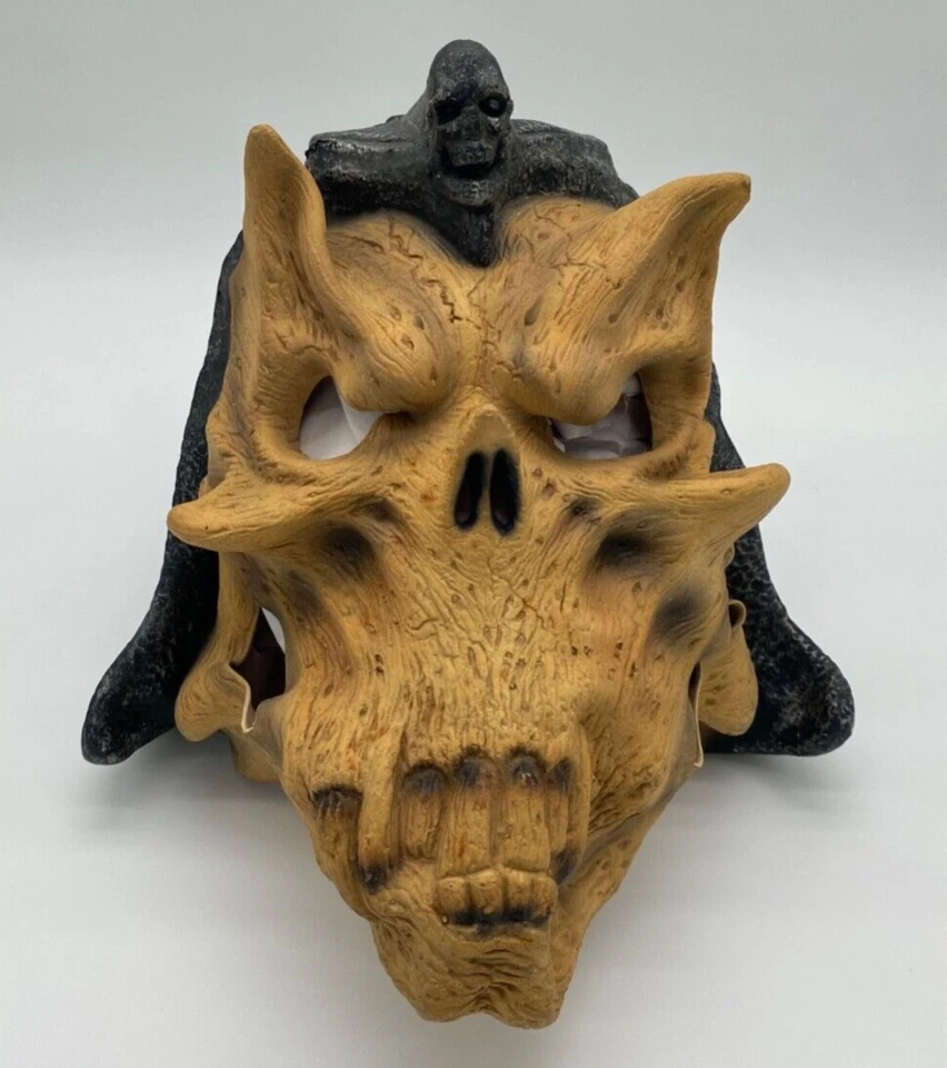 WARRIOR SKULL Mask Hood HALLOWEEN Costume Cinema Secrets Vintage 1986 - Image 1 of 4