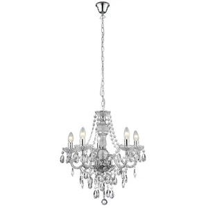 5 Lights Clear Glass and Chrome Finish Frame Ceiling Fitting Pendant Chandelier - Picture 1 of 1