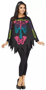 BUNTER SKELETT PONCHO UMHANG ERWACHSENE HALLOWEEN KOSTÜM ACCESSOIRE FW90355C - Bild 1 von 1