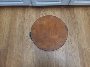 VTG Boos Block 18" Round End Grain Chopping Block Cutting Board SS Strap Handles - Picture 1 of 7