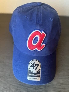 Atlanta Braves 47 Brand MLB Clean Up Adjustable Strapback Cap hellblau Mütze neu mit Etikett - Bild 1 von 7