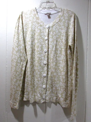 Cardigã suéter feminino veado branco tamanho G (12-14) bege branco floral - Imagem 1 de 4