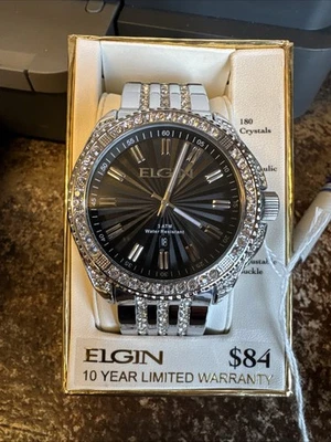Elgin Adult Male Analog Watch in Silver with Round Black Dial (FG170014), NEW - Image 1 of 2