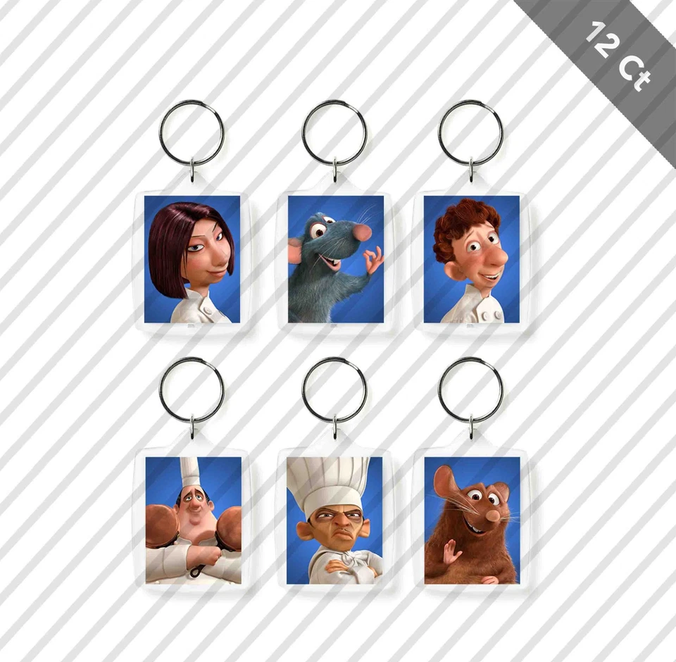 12 Llaveros Ratatouille para Niños Fiesta de Cumpleaños Favor Regalos Bolsa de Artículos Rata Chef Foto 1 de 1