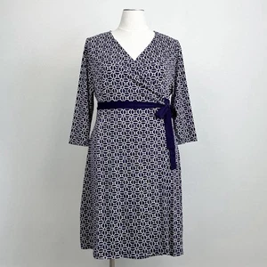 Lularoe Michelle lila geometrisches Wickelkleid neu mit Etikett - Bild 1 von 7