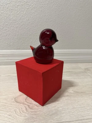 Vintage Ruby Red Glass Bird Figurine Paperweight - Image 1 of 4