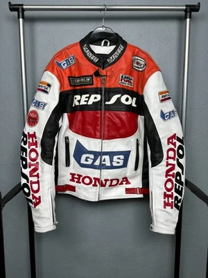 Honda Repsol Vintage Mens Motorcycle Leather Jacket Size L - Image 1 of 4