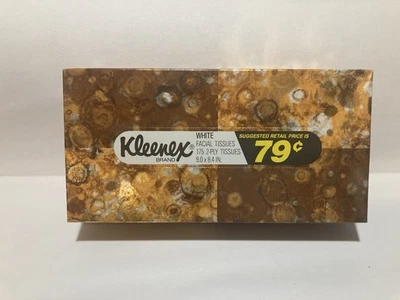 KLEENEX BRAND TISSUE BOX Vintage Brown Gold Foil NOS UNOPENED - Image 1 of 4