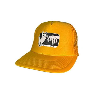 Vintage Volcom For Life Trucker Cap Mesh Back Yellow Hat - Image 1 of 4