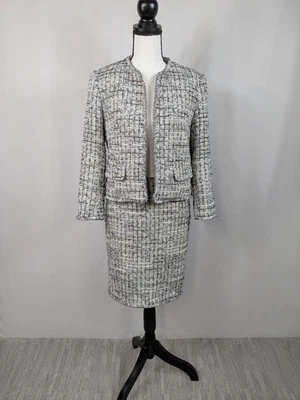 Traje Falda Chaqueta Ann Taylor Loft Para Mujer Tweed Talla 2P/4 Oficina de Negocios A067 Foto 1 de 4