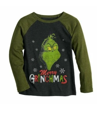 Boys Dr Seuss Grinch Merry Grinchmas Christmas Graphic T-Shirt Sizes 4-12 NEW  - Image 1 of 3