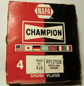 4-New Champion Copper Plus Spark Plugs 416 RV12YC6 Made in USA - Foto 1 di 3