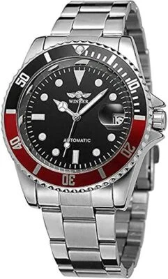 Relojes mecánicos automáticos Winner para hombre completamente de acero impermeables con calendario Foto 1 de 4