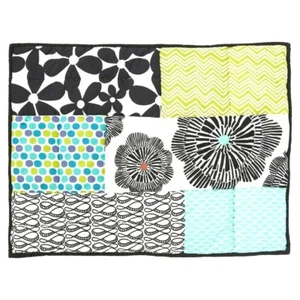POTTERY BARN Teen Quilt Graphic Patch Sham Standard Black Pool Green Dots Floral - Picture 1 of 4