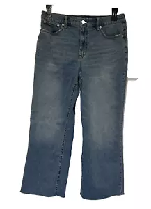 J. Crew Womens Denim Blue Jeans Size 30 Slim Wide Leg Jeans High Rise Fray Hem - Picture 1 of 10