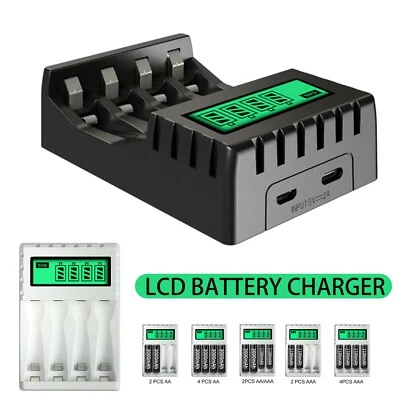 Universal Akku Ladegerät für AA/AAA Akkus NiMH Batterieladegerät USB 4 SlotsnyAF - Bild 1 von 4