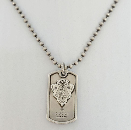 Targa Etichetta Gucci Stemma Cane Argento 925 Catena Sfera Collana Scatola Ciondolo Tom Ford BQ
