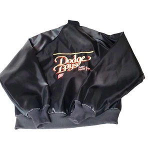 Vintage 80er Erwachsene kleine Dodge Jungen mehr Spaß schwarze Satinjacke - Bild 1 von 17