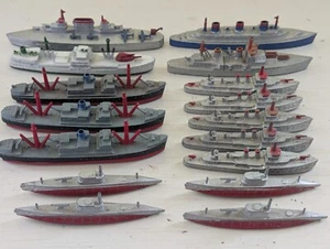 TootsieToy Lot of 16 Navy Ships, Freighter, Frigate, Carrier, Sub, Destroyer - Picture 1 of 24