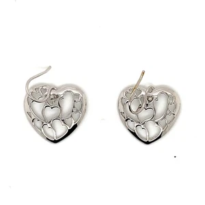 925 Sterling Silver Ladies Heart Earrings 3.6 Grams - Picture 1 of 3