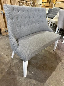 2 Seater Grey Tweed Fabric Love Seat Double Dining Chair NEW - Picture 1 of 3
