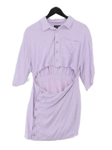 Bardot Women's Midi Dress UK 10 Purple Viscose with Linen Shirt Dress - Picture 1 of 5
