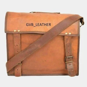 Distressed Leather Messenger Shoulder Basic Bag Crossbody Laptop Briefcase Bag - Picture 1 of 3