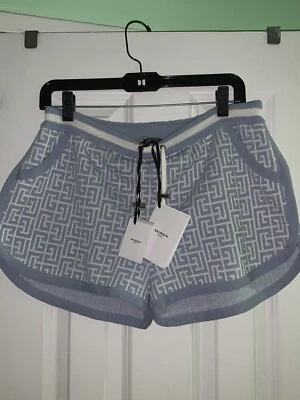 NWT $950 Balmain Monogram Jacquard Wool Blend Tennis Shorts - Size 44 FR (12 US) - Image 1 of 4