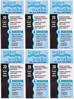 Color de cabello en polvo permanente Water Works #20 negro (paquete de 6) Foto 1 de 2