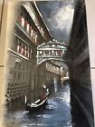 Del Rossi? Venice Oil On Canvas Painting 7 1/2" By 11 1/2" 1991