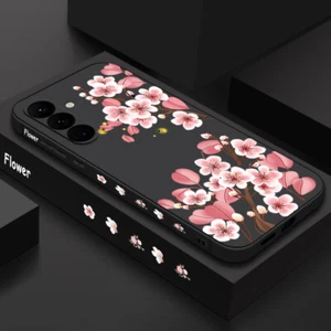 Pink Flower Phone Case For Samsung S25 Ultra S24 FE S23 S22 A54 Silicone Cover - Picture 1 of 16