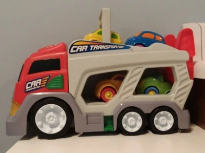 Plastic Car Hauler With 4 Plastic Cars Sku #8 - Image 1 of 4