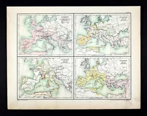 1902 Johnston Oxford Map Europe Barbarian Invasion 451-500 AD Vandals Goths Huns - Picture 1 of 4