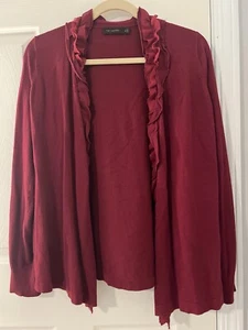 Maglione cardigan The Limited Burgandy con volant  - Foto 1 di 3
