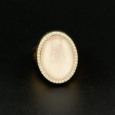 Anillo Roberto Coin Oro 18K Cuarzo Rosa Madreperla Pavé Diamantes 10.5 Foto 1 de 4