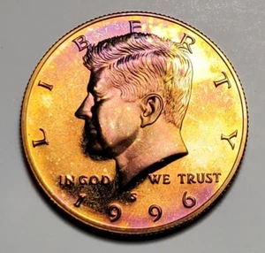 TONED 1996 S KENNEDY HALF DOLLAR CLAD PROOF UNC #C7061 - Picture 1 of 2