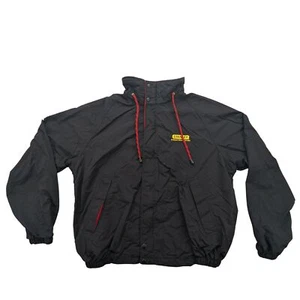 Swingster Jacket Mens Medium USA Stanley Door Systems Windbreaker Black Retro - Picture 1 of 8