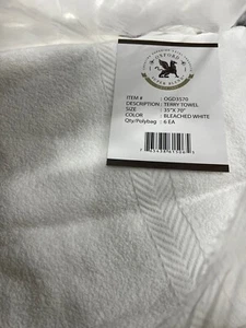 6 Pack 35" x 70" 20 lb. Oxford Gold Dobby White Hotel Pool Towels OGD3570 - Picture 1 of 3