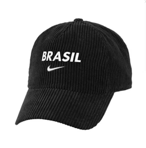 Nike Brazil Brasil USA 2024 Corduroy Cap Hat Black CBF C16427 M/L Soccer Futbol - Picture 1 of 8